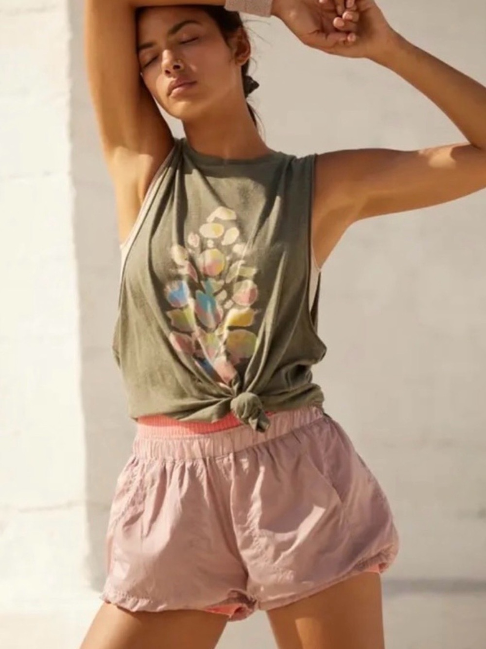 Free people bubble hem mauve shorts